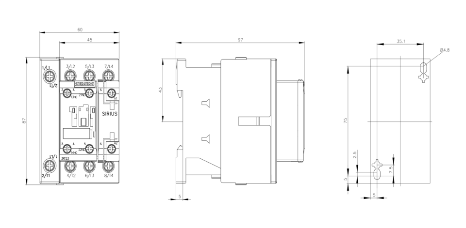 Siemens 35A AC/DC Dört Kutuplu Sirius Kontaktör 3RT2325-1AP00