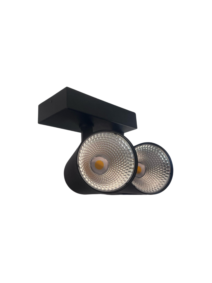 Samsung Led 2x30W Rozanslı Sıva Üstü Spot Armatür Aydınlatma Metal Kasa Siyah 4000K (Natural Işık)