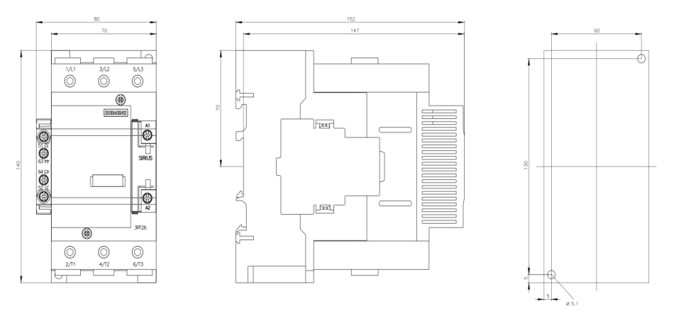 Siemens 25-75kVAR 1NO+1NC Sirius Kondansatör Kontaktör 3RT2637-1AP03