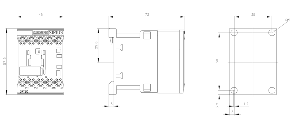 Siemens 16A 7.5kW 24V Dc Sirius Kontaktör 3RT2018-1BB42