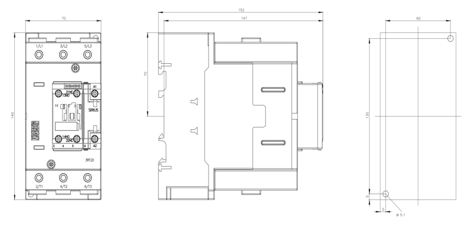 Siemens 51A 22kW 1NO+1NC Sirius Kontaktör 3RT2036-1AP00