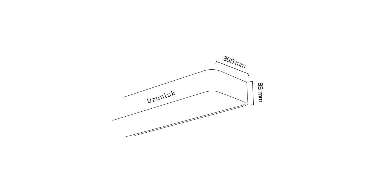 Goya 116 Watt Samsung Ledli Dekoratif Sarkıt Oval Dikdörtgen Davul Linear Aydınlatma 120CM GY 8111-120 3000  K (Gün Işığı) - Siyah - Sıva Üzeri Montaj