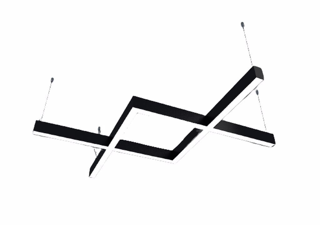 Balık Linear Aydınlatma Modern Led Avize Lineer Armatür 120x120CM - 2700K (Sarı Işık) - Askısız - Siyah