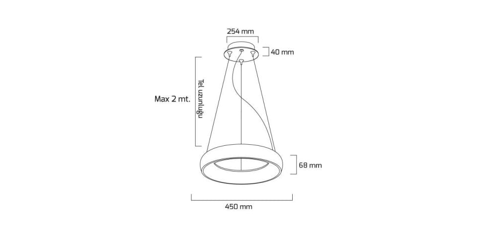 Goya 41 Watt Samsung Ledli Dekoratif Sarkıt Simit Linear Aydınlatma 45CM GY 8121-45 6500K (Beyaz Işık) - Beyaz - Dimsiz