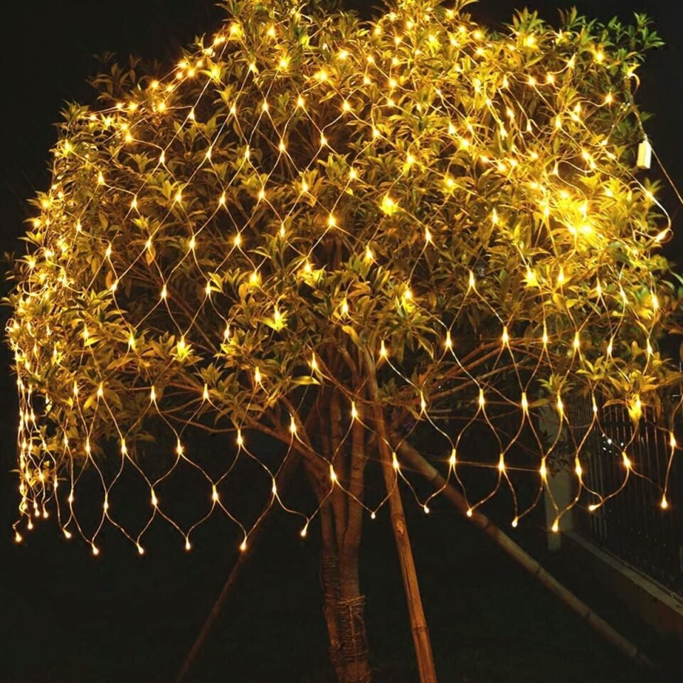 Balıkçı Ağı Led Yılbaşı Süsü 2x2 Metre 250 Ledli Ağ Yılbaşı Ağacı Süsü Yeşil Kablolu SNC-415