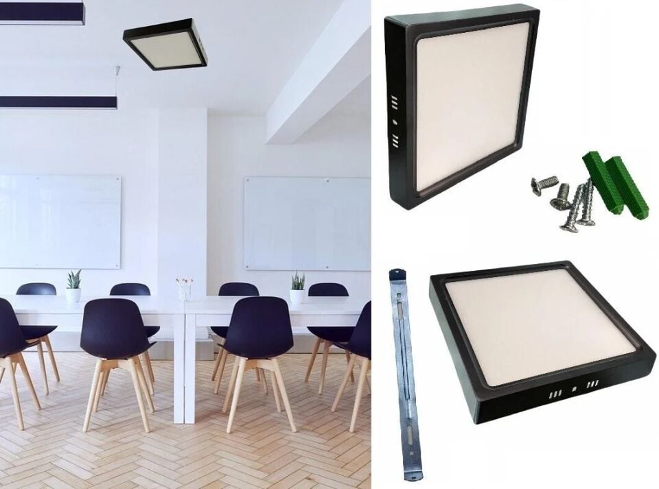 Cata 18 Watt Sıva Üstü Kare Led Panel Aydınlatma Siyah Kasa CT-5236