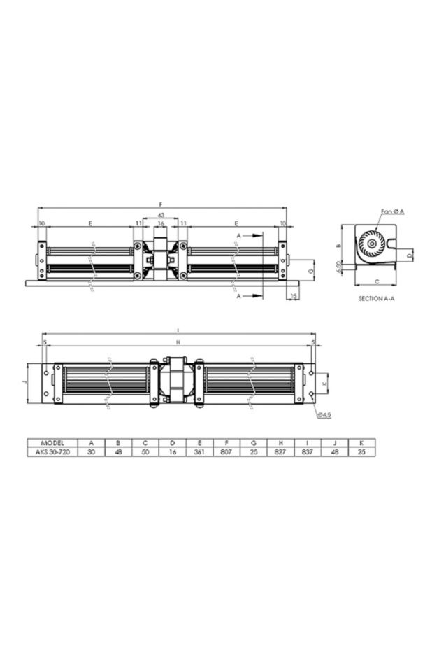 Aircol AKS 30-720 DC Monofaze 30mm Tanjansiyel Radyal Fan 2,2W 145m3/h