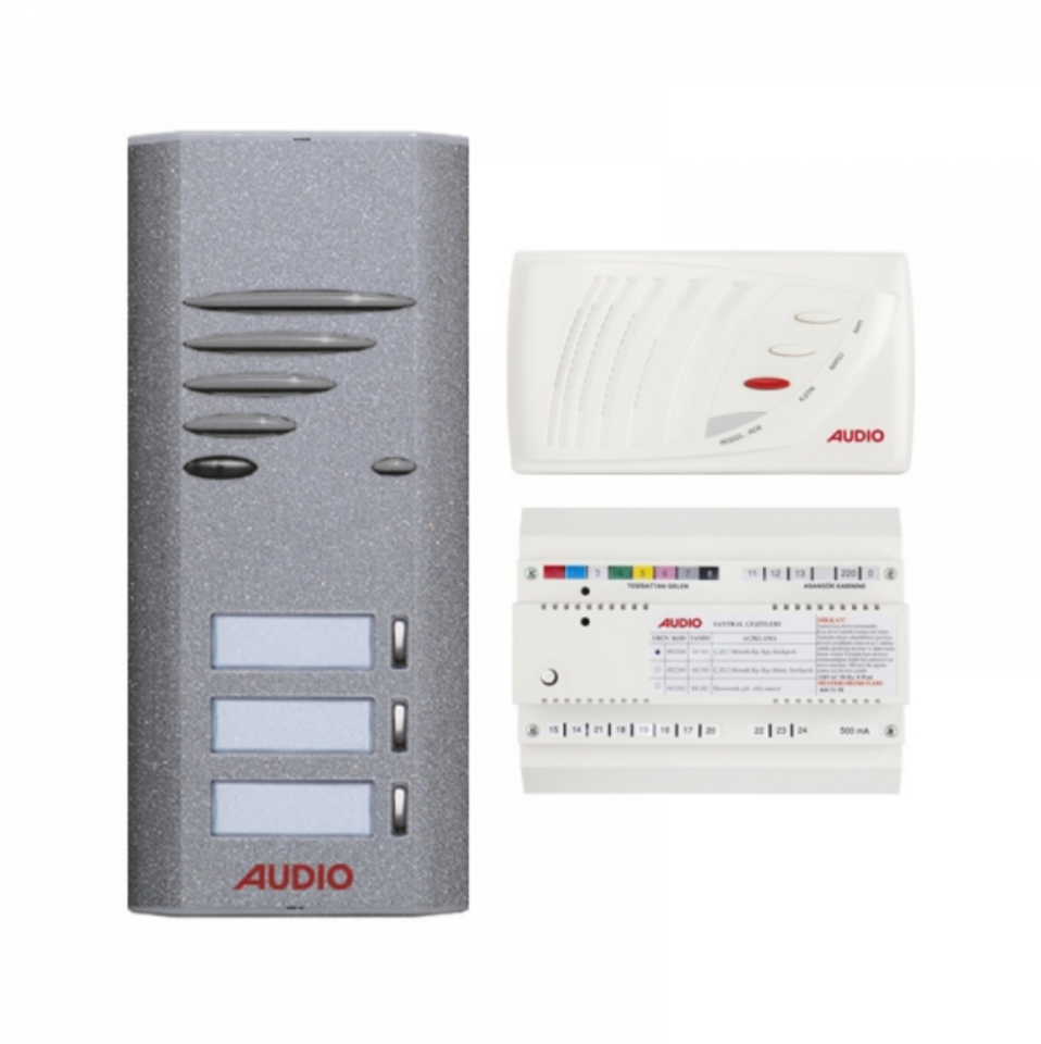 Audio SA301 Konsept Serisi 3 Daire Kapıcılı Sesli Diafon Paket