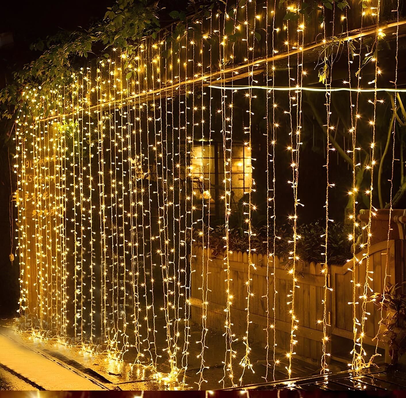 Renkli Saçak Led Yılbaşı Süsü 3x1 Metre 300 Ledli Yılbaşı Ağacı Süsü Beyaz Kablo SNC-520