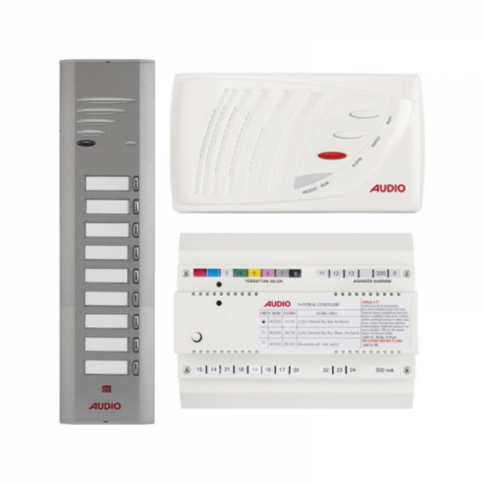 Audio SA301 Konsept Serisi 9 Daire Kapıcılı Sesli Diafon Paket