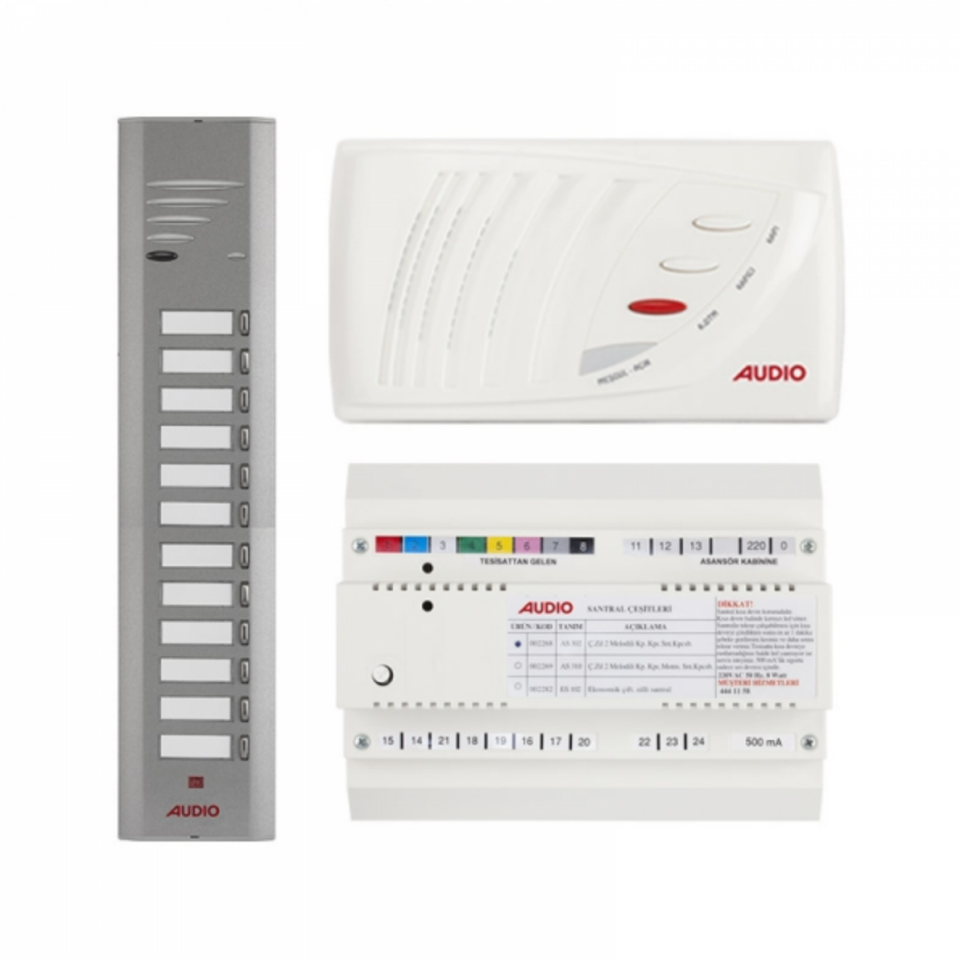 Audio SA301 Konsept Serisi 12 Daire Kapıcılı Sesli Diafon Paket