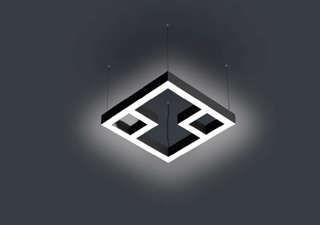 Karecikler Linear Aydınlatma Modern Led Avize Lineer Armatür 60x60CM - 3000K (Gün Işığı) - Askılı - Antrasit