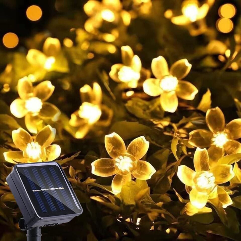 Solar Animasyonlu Yılbaşı Ağacı Süsü 5 Metre 30 Çicek Ledli Solar Ağaç Süsü SNC-314-1