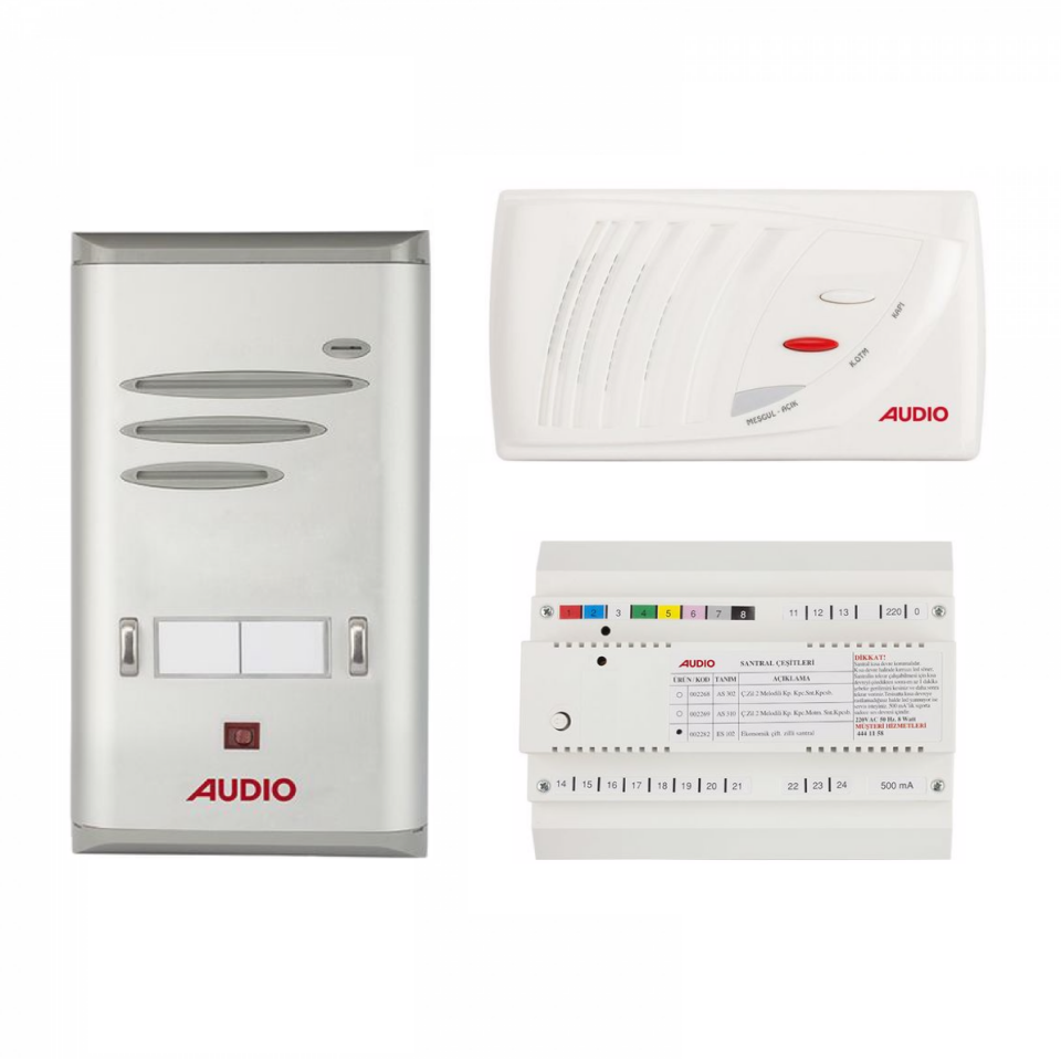 Audio SAÇ201 Konsept Serisi 1 Daire Sesli Çift Sıralı Kapıcısız Diafon Paket