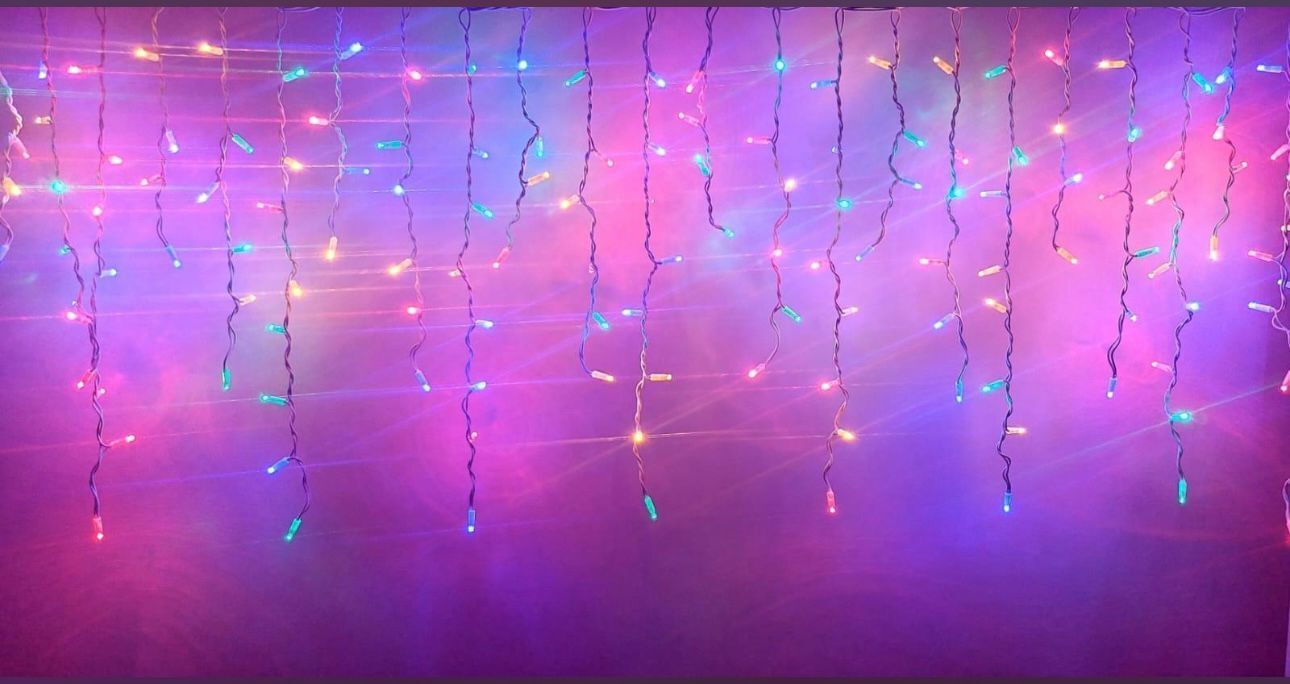 Saçak Animasyonlu Led Yılbaşı Süsü 144 Ledli Yılbaşı Ağacı Süsü Şeffaf Kablo 200Cm RGB SNC-517-1