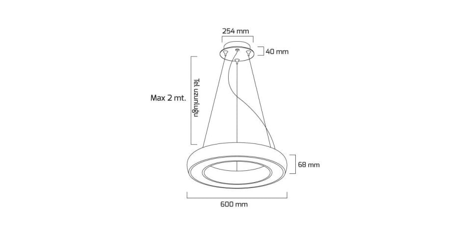 Goya 82 Watt Samsung Ledli Dekoratif Sarkıt Simit Linear Aydınlatma 60CM GY 8122-60 4000K (Natural Işık) - Beyaz - Dimli