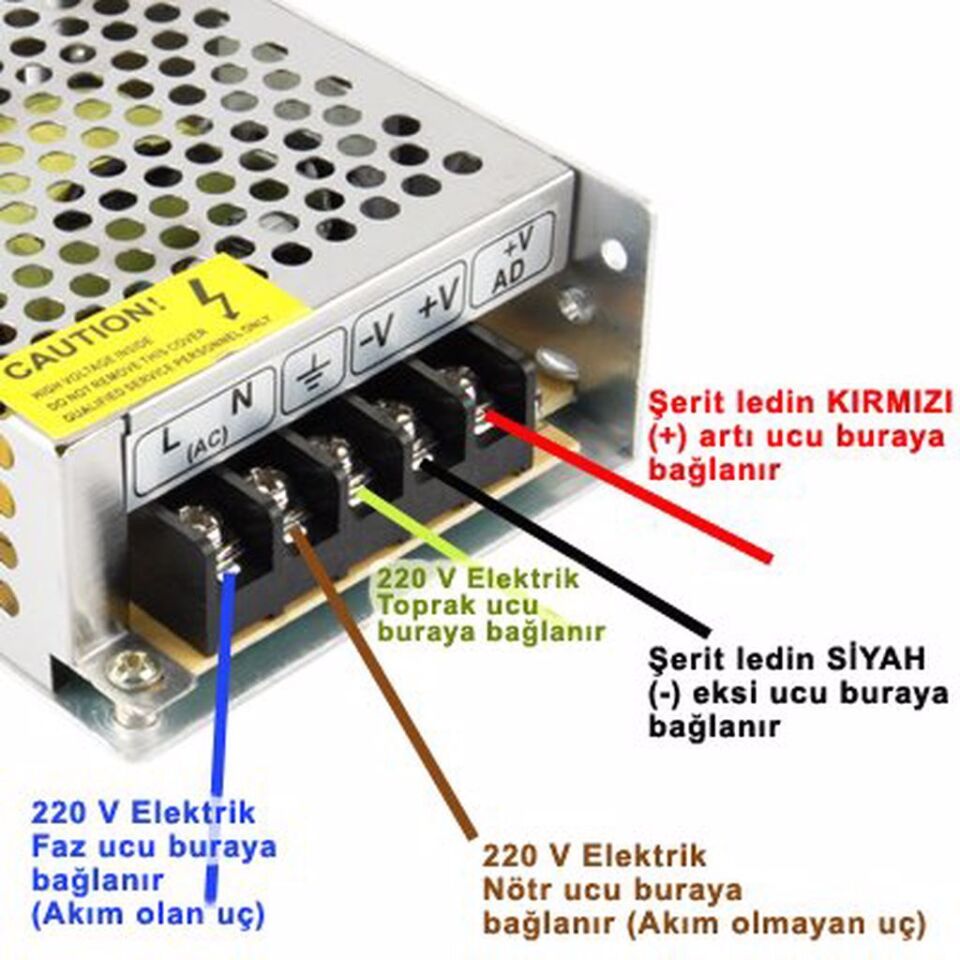 Noas 12 Volt 40 Amper Geniş Kasa Fanlı Şerit Led Trafosu YL20-0500