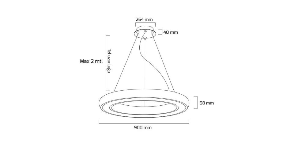 Goya 122 Watt Samsung Ledli Dekoratif Sarkıt Simit Linear Aydınlatma 90CM GY 8122-90 6500K (Beyaz Işık) - Beyaz - Dimli