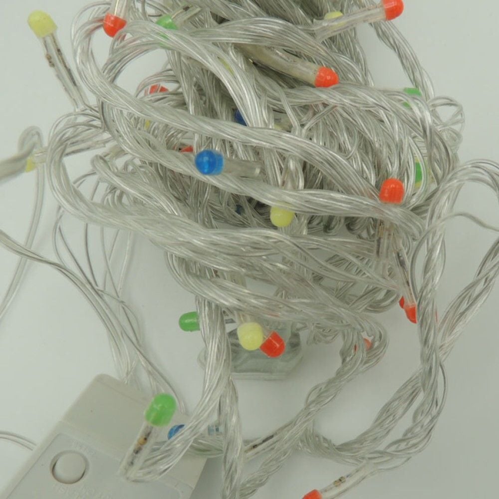 Animasyonlu Yılbaşı Ağacı Süsü 10 Metre 100 Led Yılbaşı Süsü Şeffaf Kablo Fiş Tipi SNC-220 RGB (Çok Renkli)