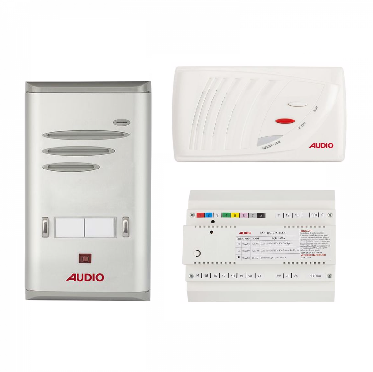 Audio SAÇ301 Konsept Serisi 1 Daire Sesli Çift Sıralı Kapıcılı Diafon Paket