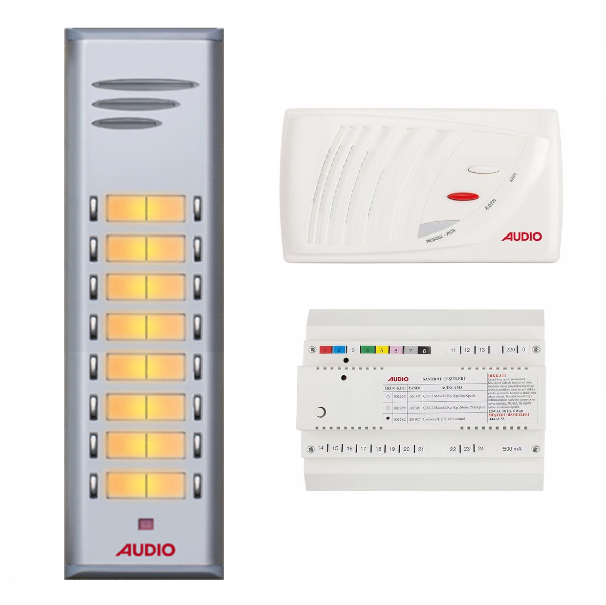 Audio SAÇ301 Konsept Serisi 16 Daire Sesli Çift Sıralı Kapıcılı Diafon Paket