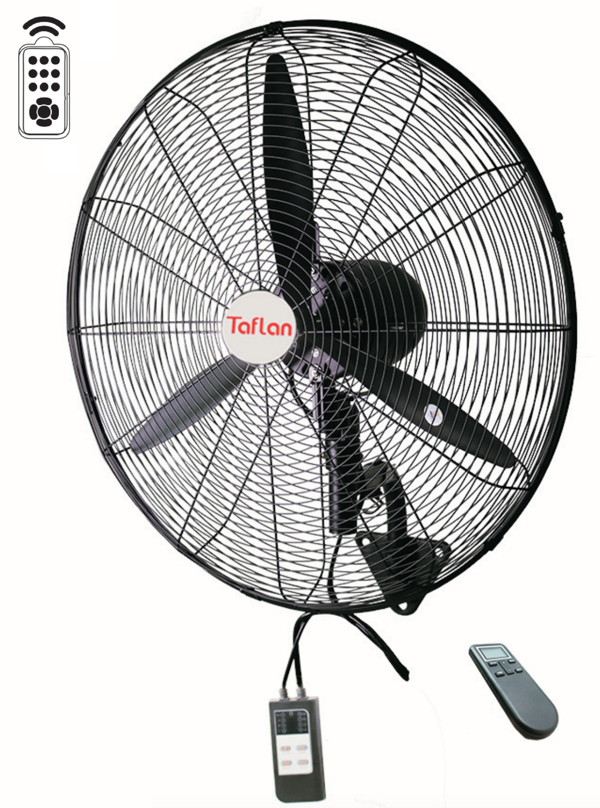 Kaşkar Taflan FLW-750-HR 210W Kumandalı 4 Kademeli Metal Gövde Sanayi Tipi Duvar Vantilatörü 76CM