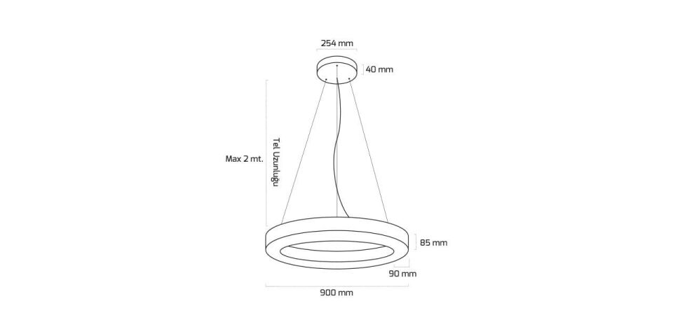 Goya 122 Watt Samsung Ledli Dekoratif Sarkıt Simit Linear Aydınlatma 90CM GY 8112-90 3000  K (Gün Işığı) - Beyaz - Dimsiz
