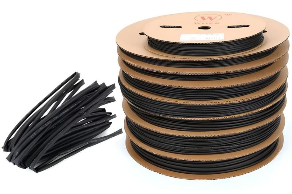 Woer 20 Mm Siyah Isı İle Daralan Makaron 100 Metrelik Rulolarda