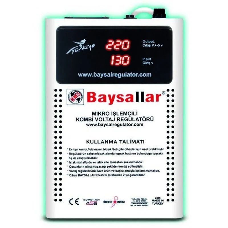 Baysallar Kombi Voltaj Regülatörü Alüminyum Sargılı Monofaze 1Kva 130/260V BKR1000