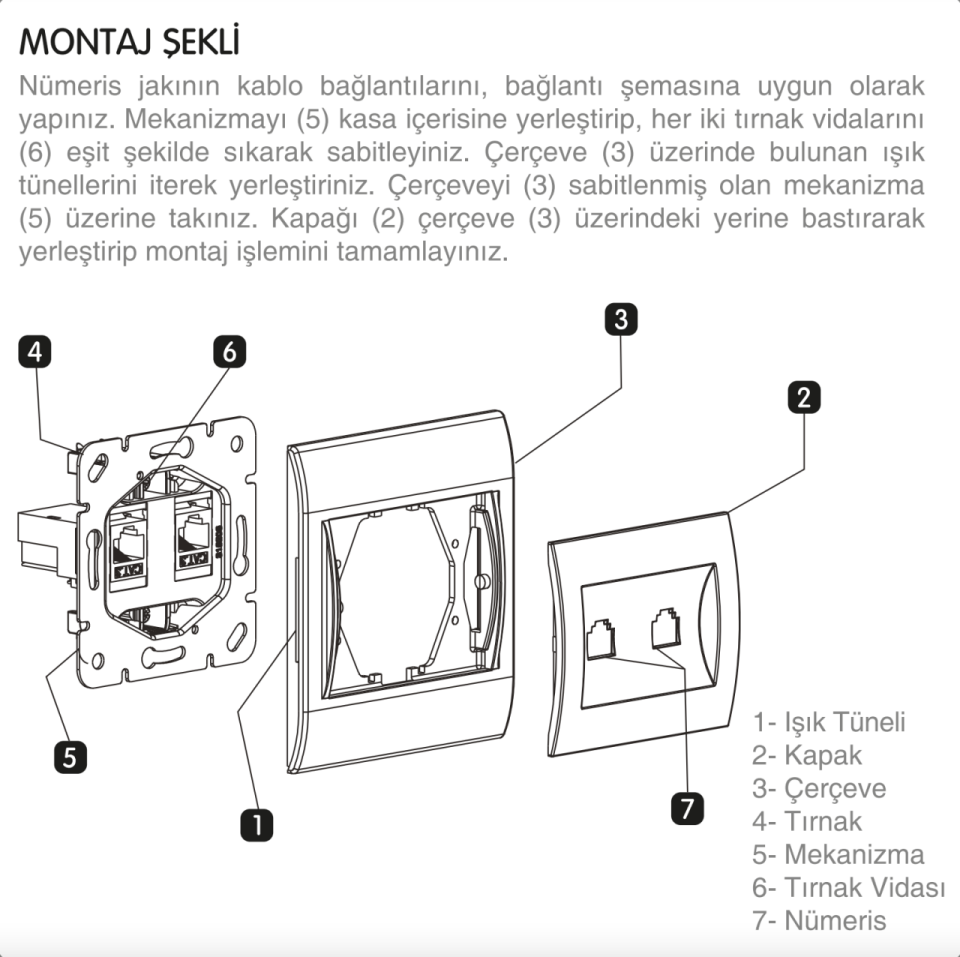 Viko Thea Blu İkili Nümeris Telefon Prizi (2 x RJ11) Mekanizma + Kapak Siyah