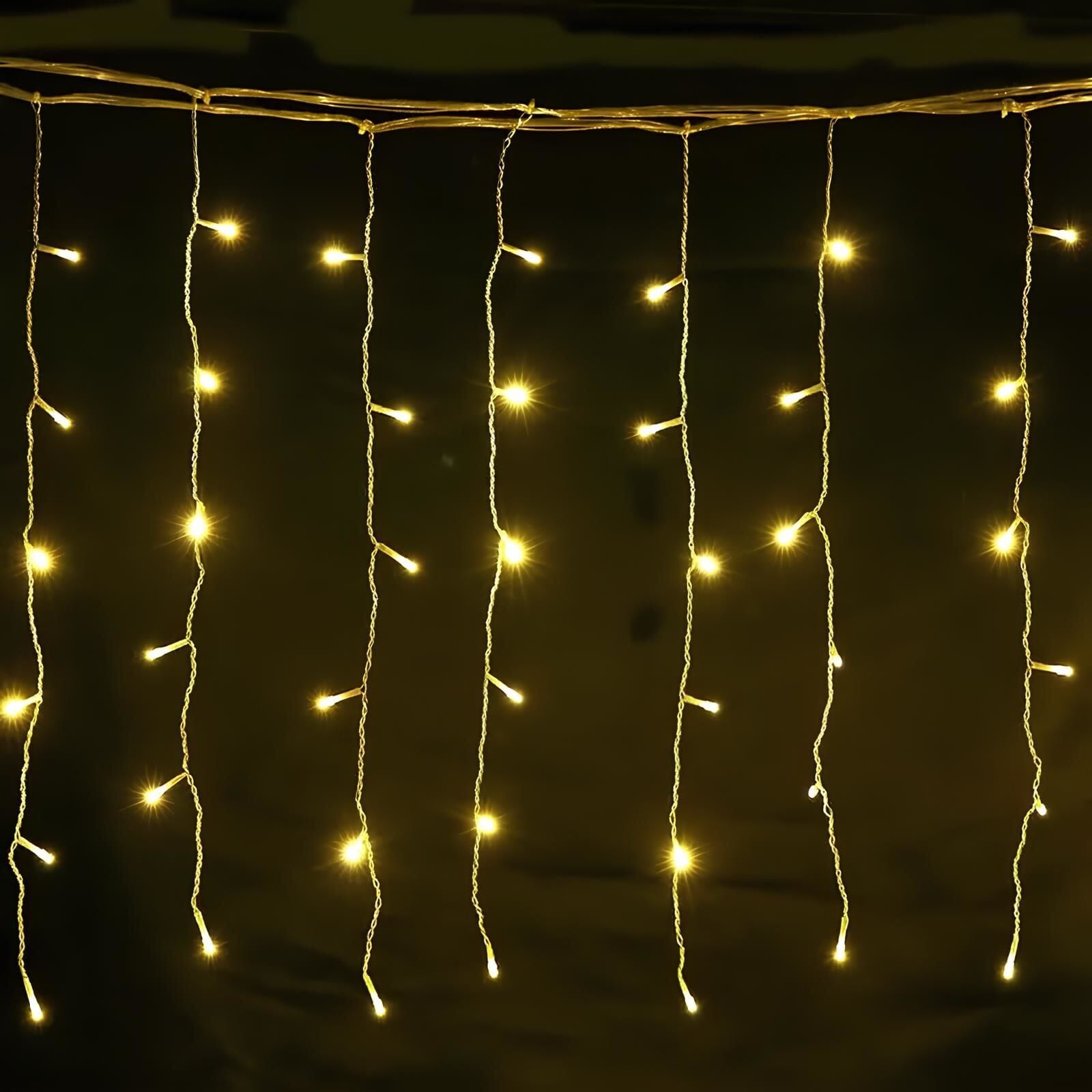 Renkli Saçak Led Yılbaşı Süsü 3x1 Metre 300 Ledli Yılbaşı Ağacı Süsü Beyaz Kablo SNC-520 6400K (Beyaz Işık)