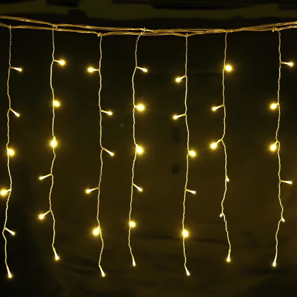 Renkli Saçak Led Yılbaşı Süsü 3x1 Metre 300 Ledli Yılbaşı Ağacı Süsü Beyaz Kablo SNC-520 KIRMIZI
