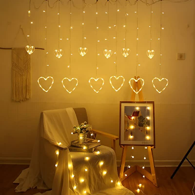 Animasyonlu Kalp ve Love Set Led Yılbaşı Perde Süsü 60-90 Cm 3 Metre Kalp ve Love Set Ledli Yılbaşı Süsü SNC-618 KIRMIZI