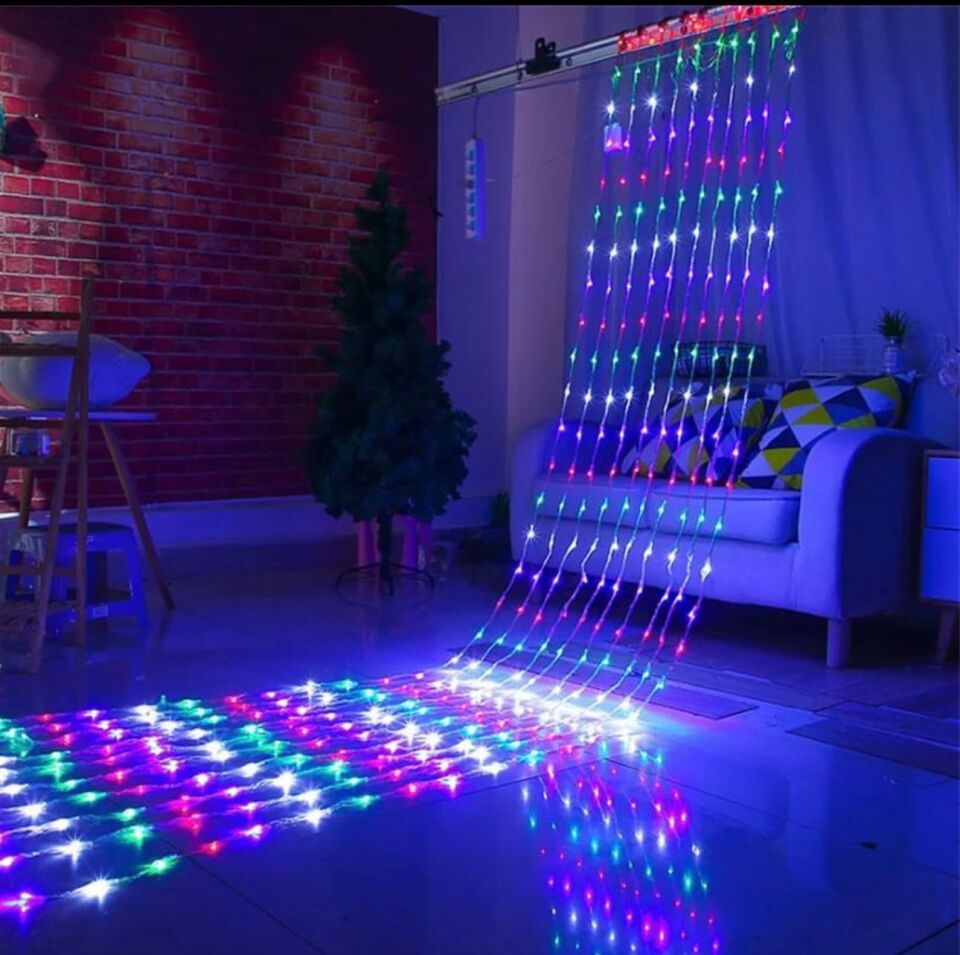 Animasyonlu Akar Perde ve Zemin Yılbaşı Süsü 2x3 Metre 480 Ledli Akar Perde ve Zemin Yılbaşı Ağacı Süsü SNC-634 YEŞİL