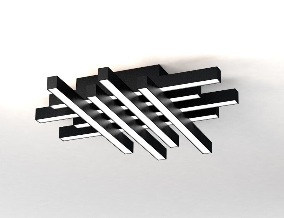 Hasır Linear Aydınlatma Modern Led Avize Lineer Armatür 8x80CM - 2700K (Sarı Işık) - Askılı - Antrasit