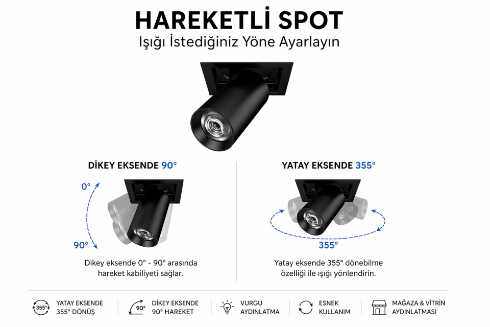 Goya 14 Watt Samsung Ledli Yuvarlak Cob Led Spot Mağaza Armatürü GY 3151-14 3200K (Gün Işığı) - Beyaz - Dimli