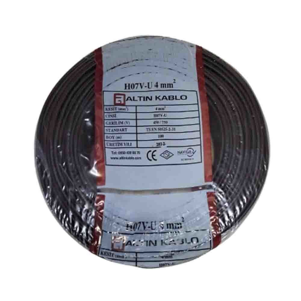 Altın Kablo 4 mm Nya Tek Damarlı Bakır Elektrik Kablosu Siyah 100 Metre