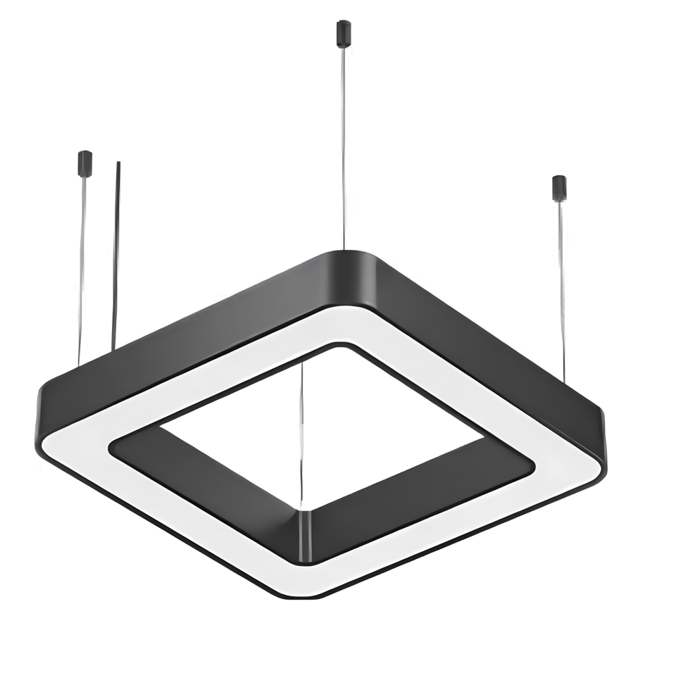 Oval Kare Simit Linear Aydınlatma Modern Led Avize Lineer Armatür 90x90CM - 6000K (Beyaz Işık) - Beyaz - Askısız