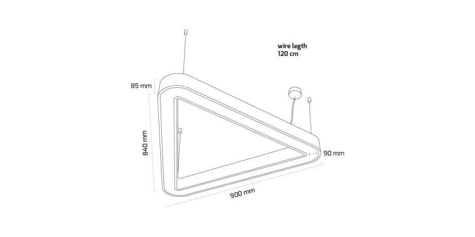 Goya 73 Watt Samsung Ledli Dekoratif Sarkıt Üçgen Linear Aydınlatma 90CM GY 8116-90 4000K (Natural Işık) - Siyah