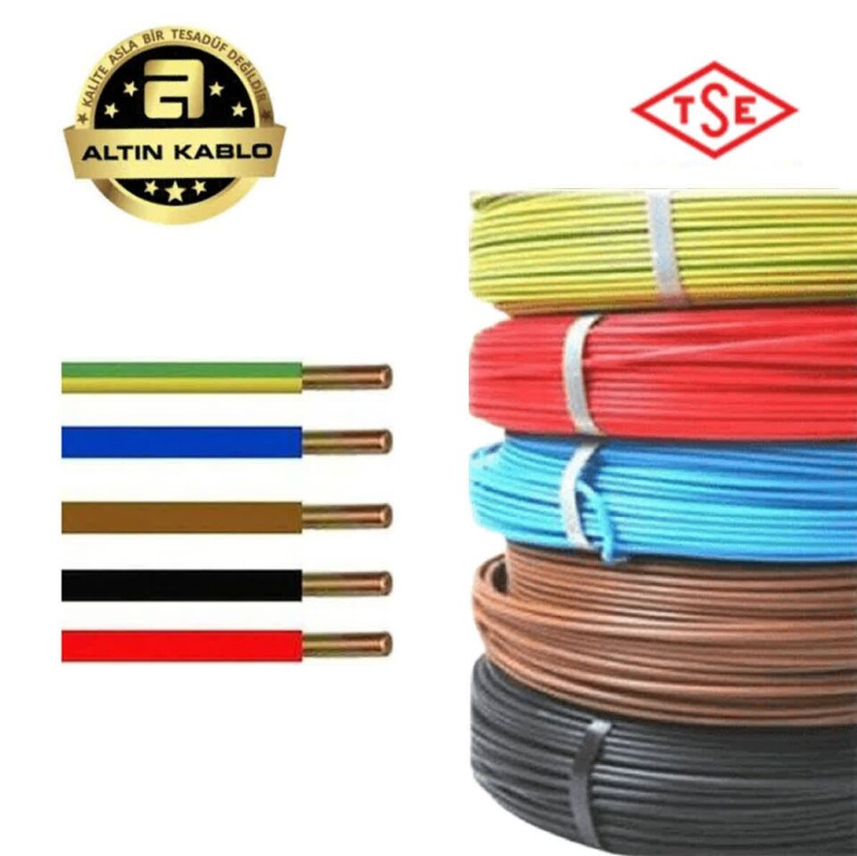 Altın Kablo 10 mm Nya Tek Damarlı Bakır Elektrik Kablosu Kırmızı 100 Metre