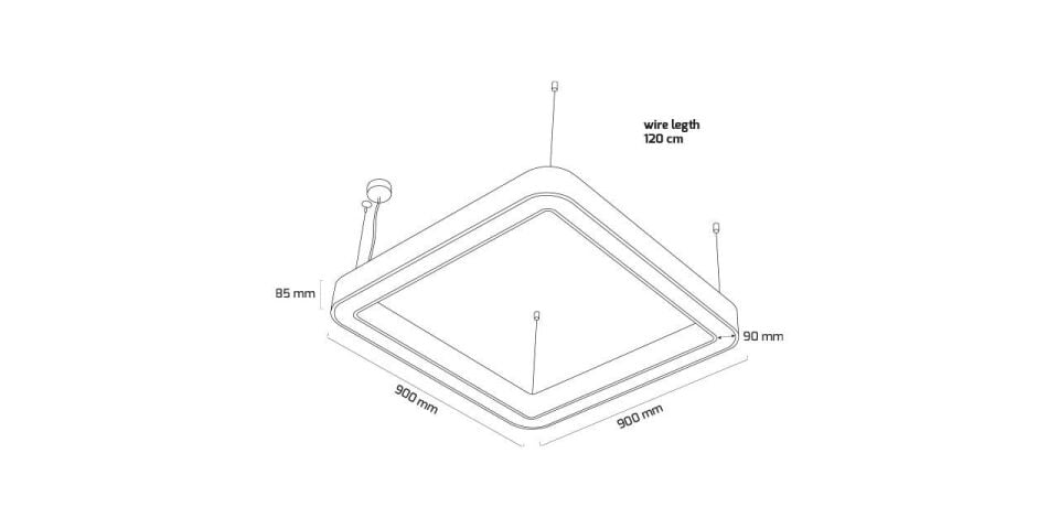 Goya 73 Watt Samsung Ledli Dekoratif Sarkıt Oval Kare Linear Aydınlatma 90CM GY 8114-90 6500K (Beyaz Işık) - Siyah