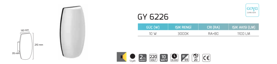 Goya 10W Dış Mekan Dekoratif Led Duvar Aplik Aydınlatma GY 6226