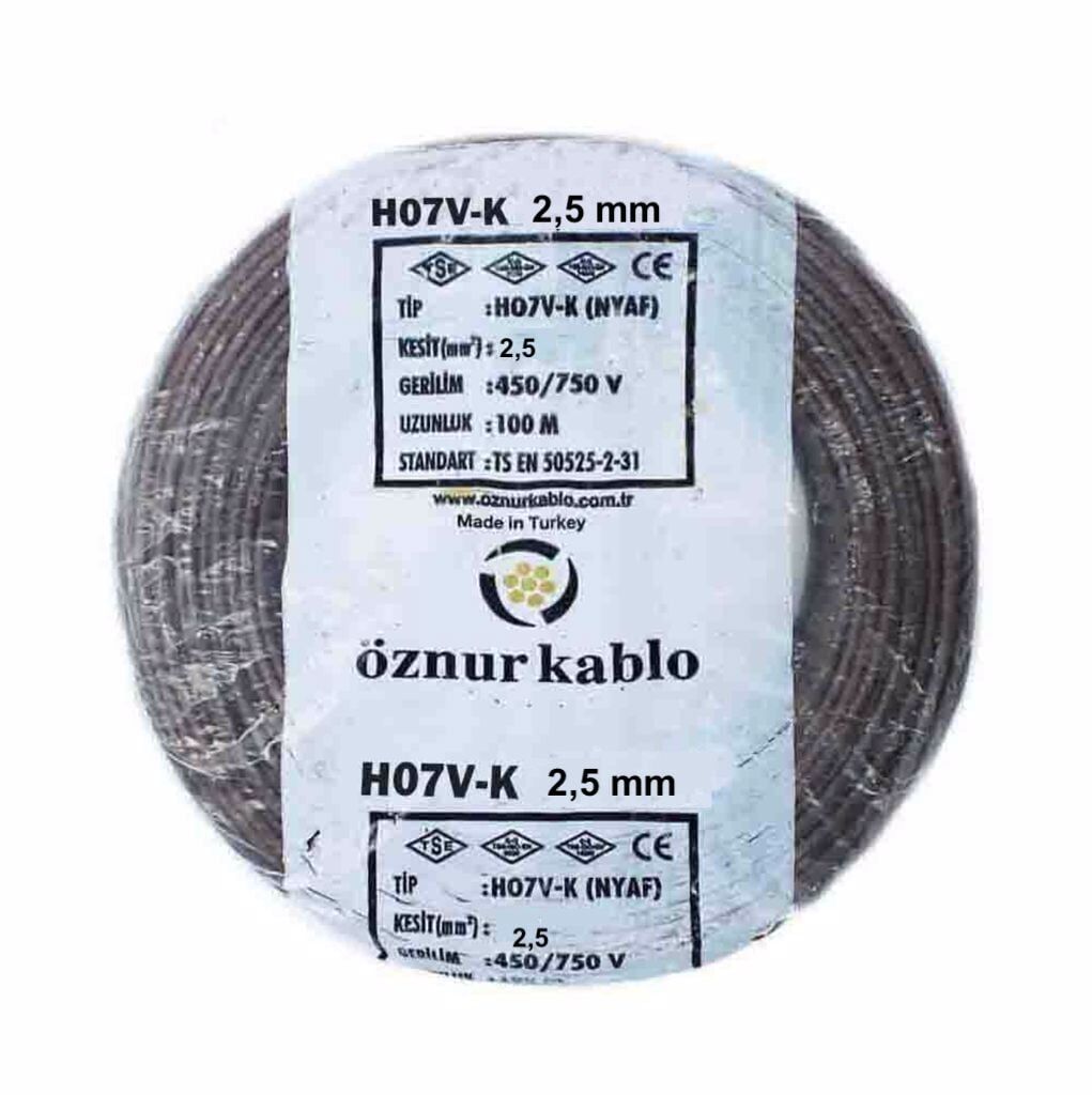 Öznur Kablo 2,5 mm Nyaf Çok Telli Bakır Elektrik Kablosu Kahverengi 100 Metre