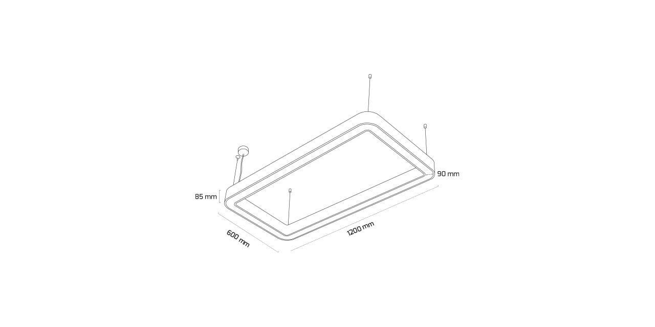 Goya 74 Watt Samsung Ledli Dekoratif Sarkıt Oval Dikdörtgen Linear Aydınlatma 60x120CM GY 8118-60x120 6500K (Beyaz Işık) - Siyah