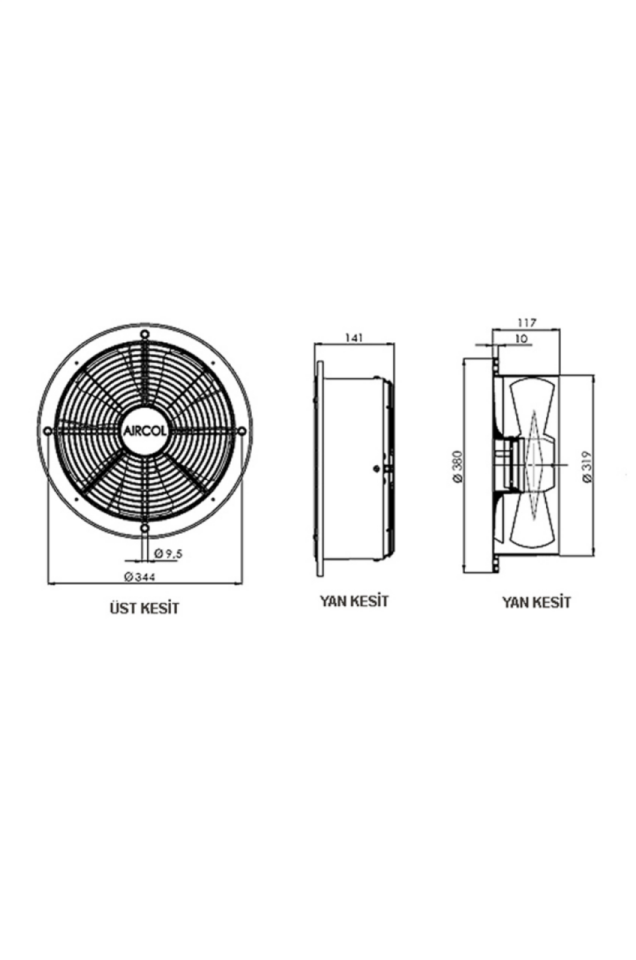 Aircol S 300 Monofaze Plastik Gövdeli Sanayi Tipi Aksiyal Fan 76W 1600m3/h