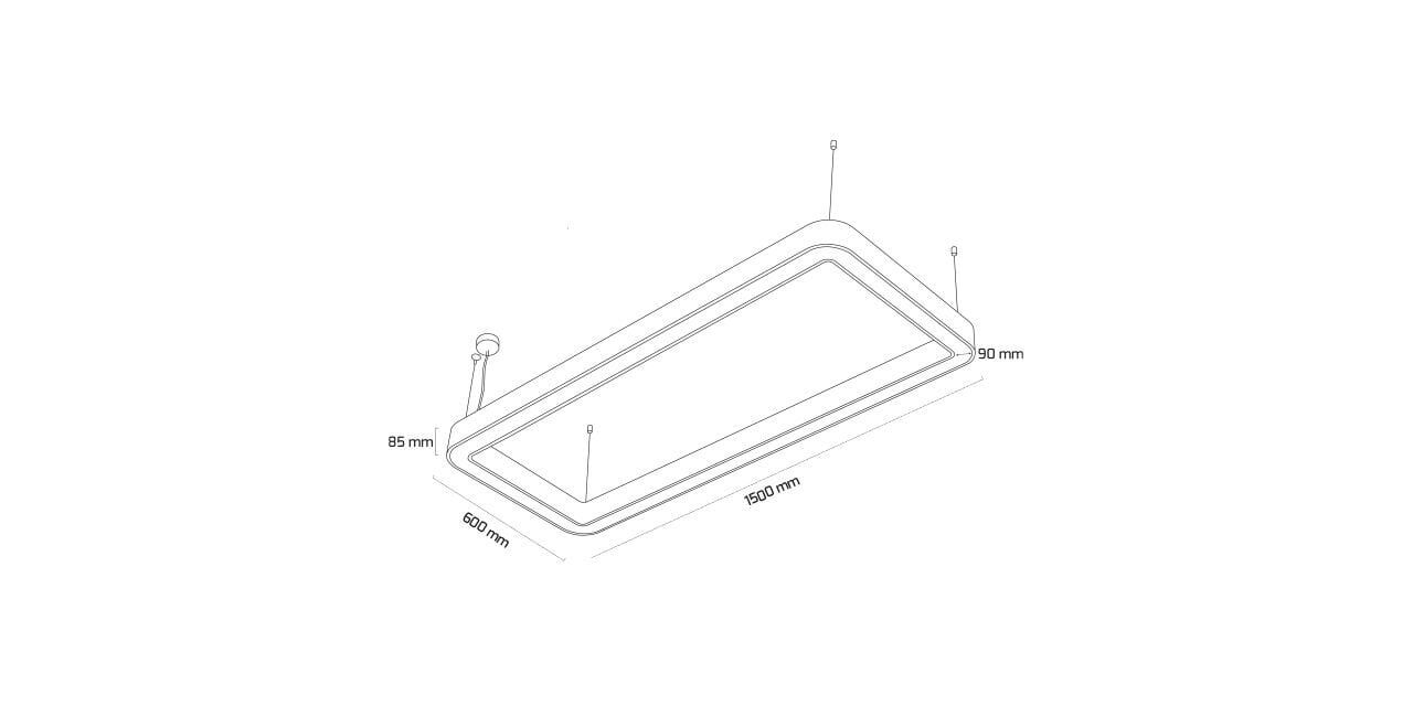 Goya 87 Watt Samsung Ledli Dekoratif Sarkıt Oval Dikdörtgen Linear Aydınlatma 60x150CM GY 8118-60x150 3000  K (Gün Işığı) - Beyaz