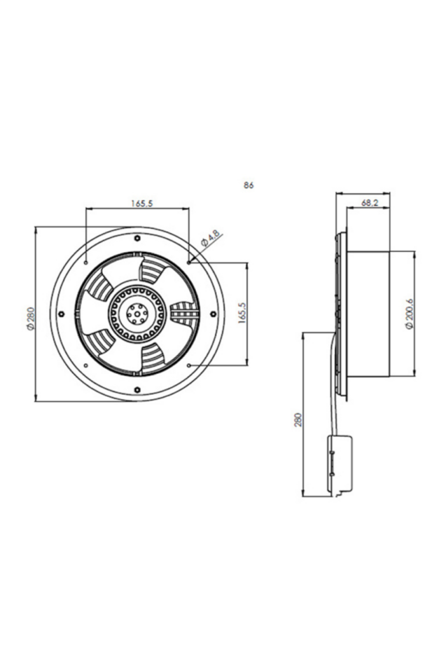 Aircol 200 MS Monofaze Sac Gövdeli Sanayi Tipi Aksiyal Fan 75W 900m3/h