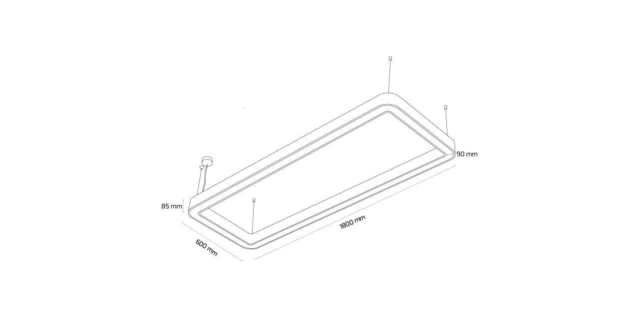 Goya 112 Watt Samsung Ledli Dekoratif Sarkıt Oval Dikdörtgen Linear Aydınlatma 60x180CM GY 8118-60x180 6500K (Beyaz Işık) - Siyah