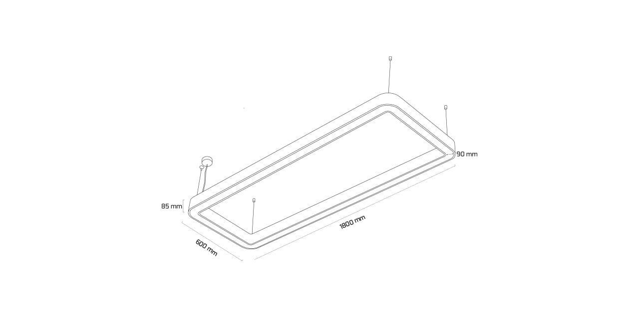 Goya 112 Watt Samsung Ledli Dekoratif Sarkıt Oval Dikdörtgen Linear Aydınlatma 60x180CM GY 8118-60x180 6500K (Beyaz Işık) - Beyaz