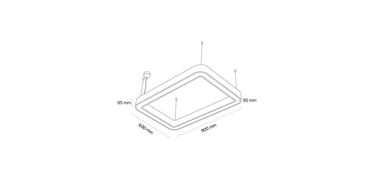 Goya 68 Watt Samsung Ledli Dekoratif Sarkıt Oval Dikdörtgen Linear Aydınlatma 60x90CM GY 8118-60x90 3000  K (Gün Işığı) - Beyaz